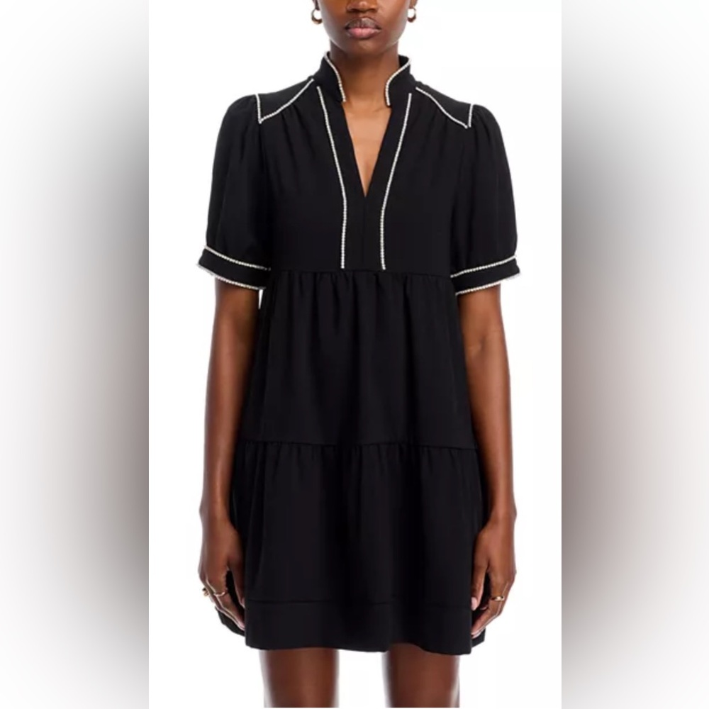Stellah Black Mini Dress with diamond Trim NWT